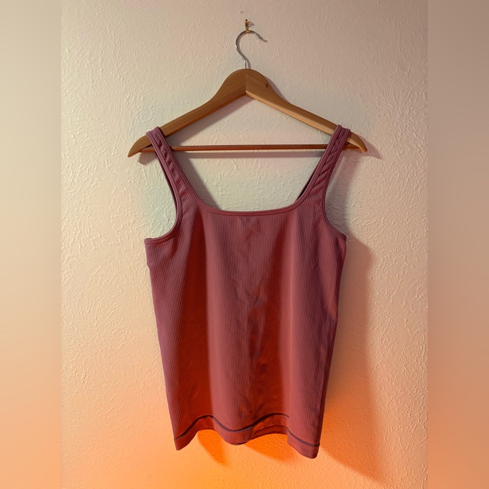 Athleta Brand Lotus Color Seamless Square Neck Women's Purple Ribbed Tank Top - Picture 2 of 2